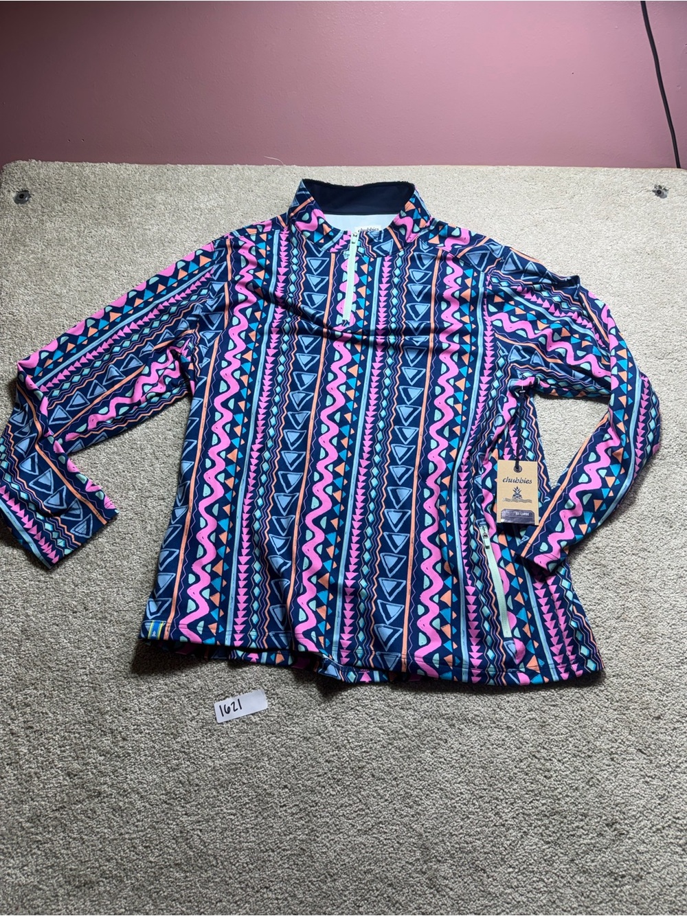 Chubbies Hoodie Mens Size XXL Blue Pink Sweatshirt Aztec Hooded New